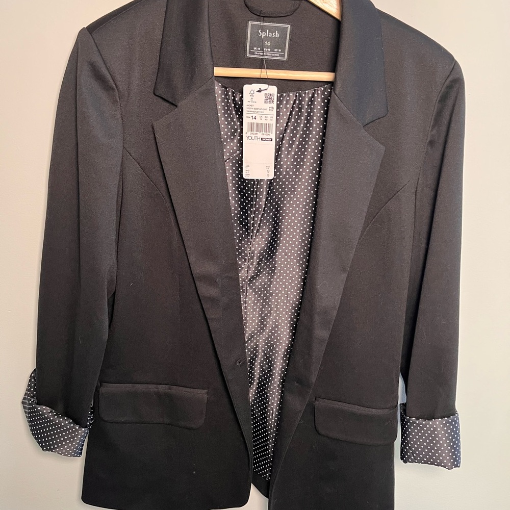 Splash Elegant Black Jacket with‎ Dotted Lining